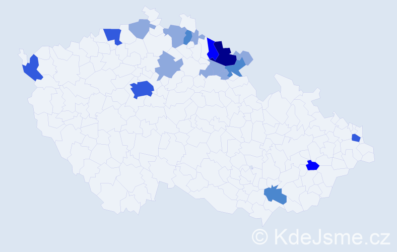 Příjmení: 'Klennerová', počet výskytů 39 v celé ČR