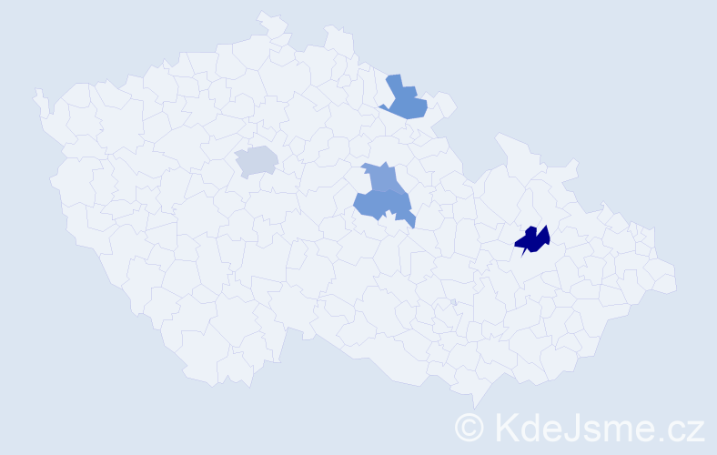 Příjmení: 'Deván', počet výskytů 6 v celé ČR