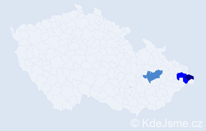 Příjmení: 'Prokeszová', počet výskytů 9 v celé ČR