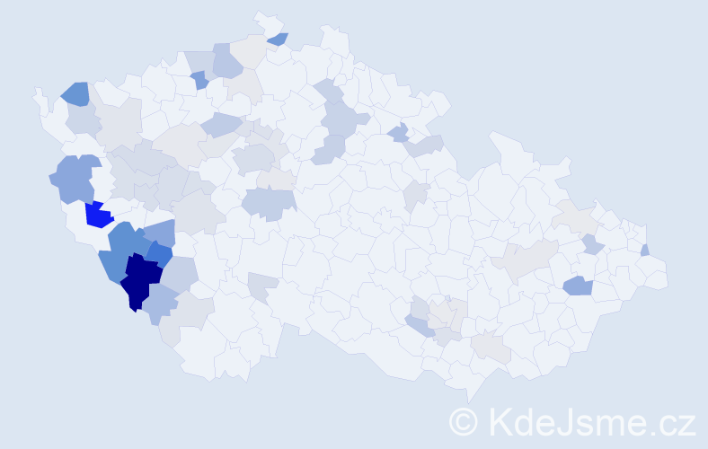 Příjmení: 'Nauš', počet výskytů 187 v celé ČR