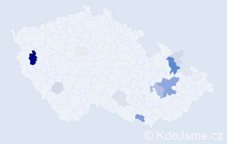 Příjmení: 'Bocan', počet výskytů 42 v celé ČR