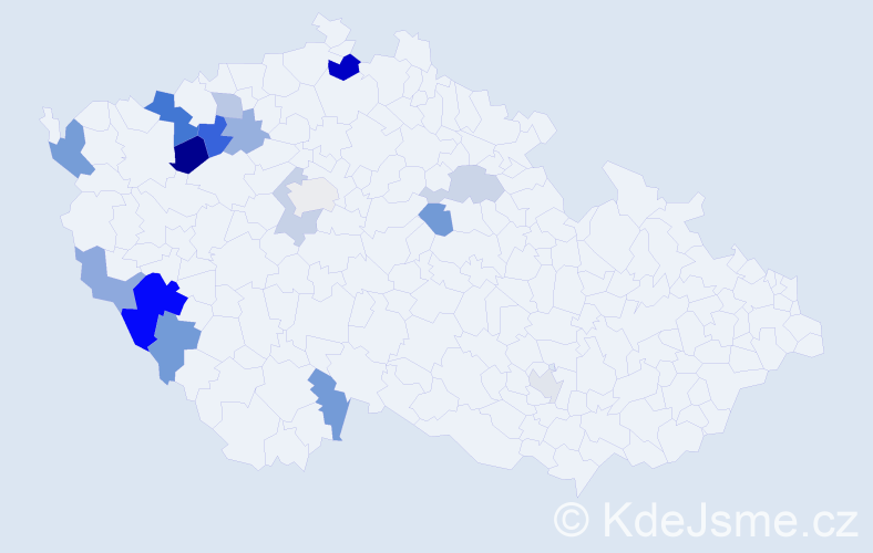 Příjmení: 'Adamka', počet výskytů 27 v celé ČR