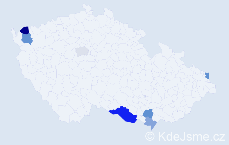 Příjmení: 'Zohn', počet výskytů 13 v celé ČR