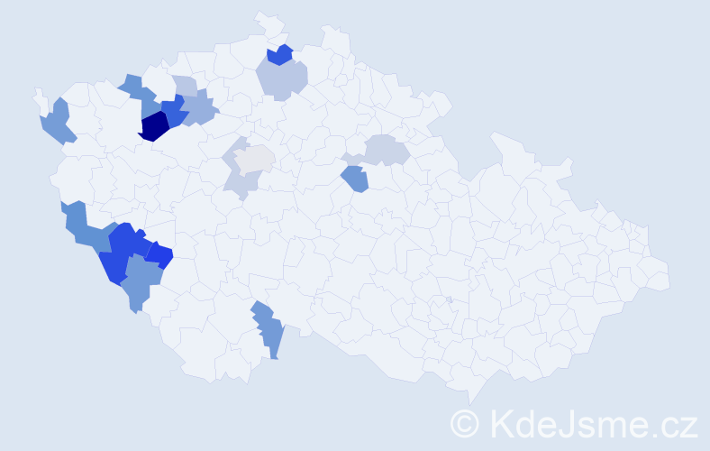 Příjmení: 'Adamka', počet výskytů 27 v celé ČR