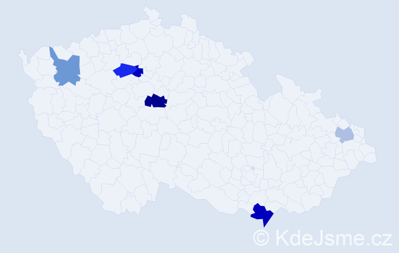 Příjmení: 'Dacková', počet výskytů 8 v celé ČR