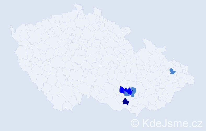Příjmení: 'Zapulová', počet výskytů 9 v celé ČR