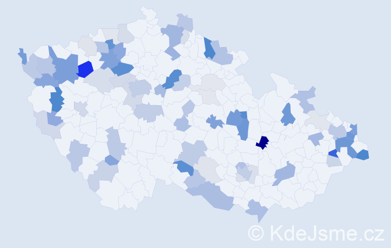 Příjmení: 'Bednárová', počet výskytů 211 v celé ČR