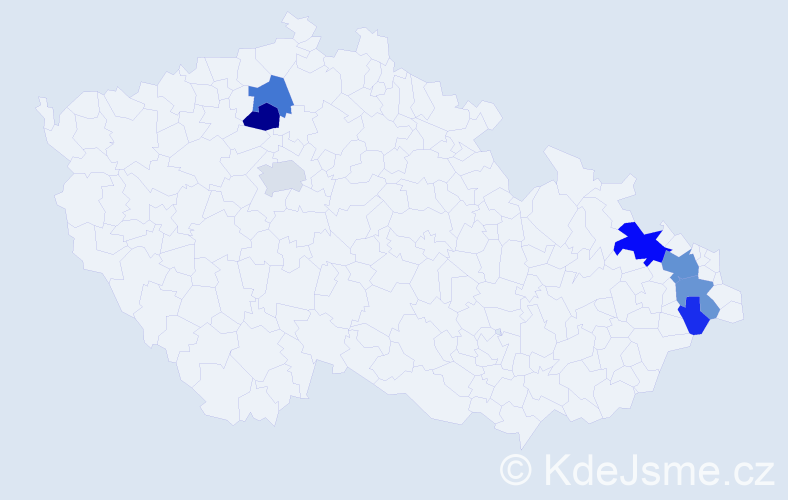 Příjmení: 'Madry', počet výskytů 18 v celé ČR