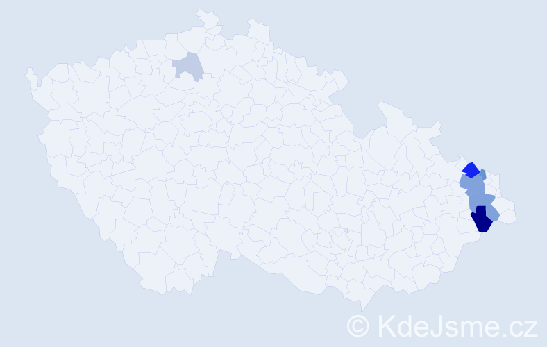 Příjmení: 'Bogdová', počet výskytů 25 v celé ČR