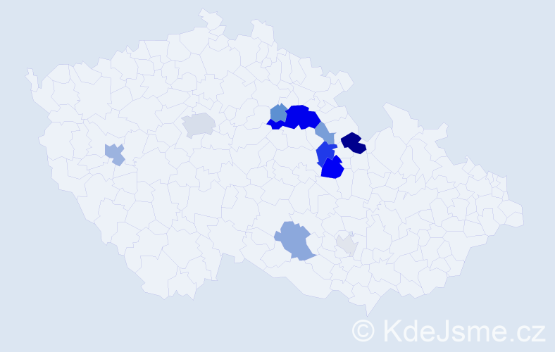Příjmení: 'Mencák', počet výskytů 35 v celé ČR