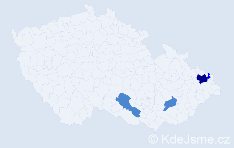 Příjmení: 'Koncká', počet výskytů 8 v celé ČR