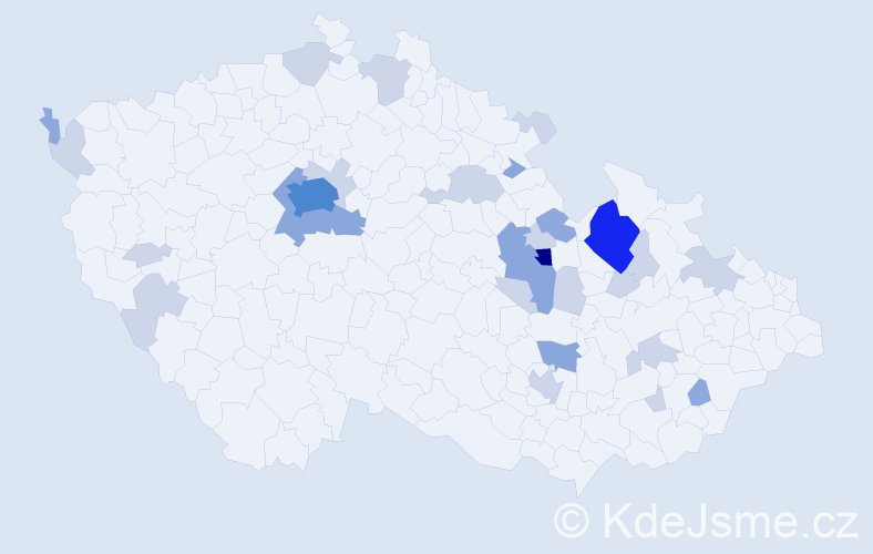 Příjmení: 'Habrmanová', počet výskytů 75 v celé ČR