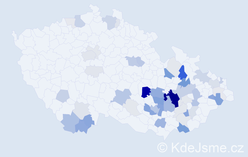 Příjmení: 'Brablec', počet výskytů 195 v celé ČR