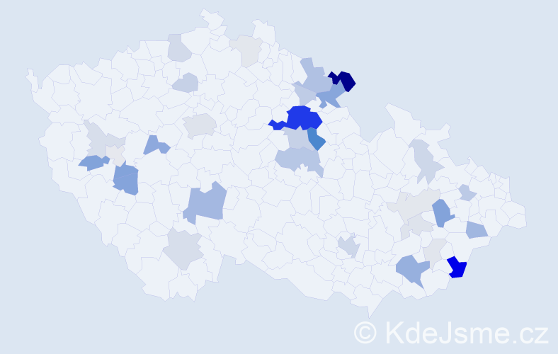 Příjmení: 'Andrýs', počet výskytů 104 v celé ČR