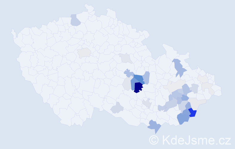 Příjmení: 'Kozáček', počet výskytů 120 v celé ČR