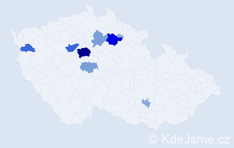 Příjmení: 'Purkrtová', počet výskytů 27 v celé ČR