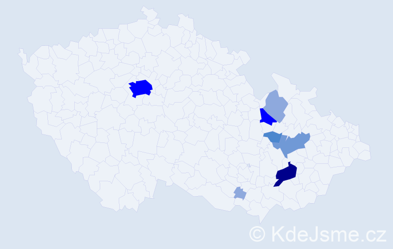 Příjmení: 'Geprt', počet výskytů 21 v celé ČR