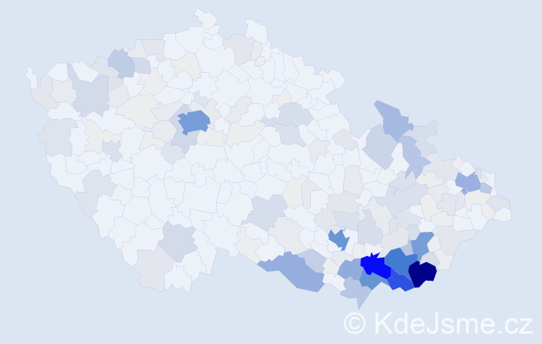 Příjmení: 'Zálešák', počet výskytů 897 v celé ČR