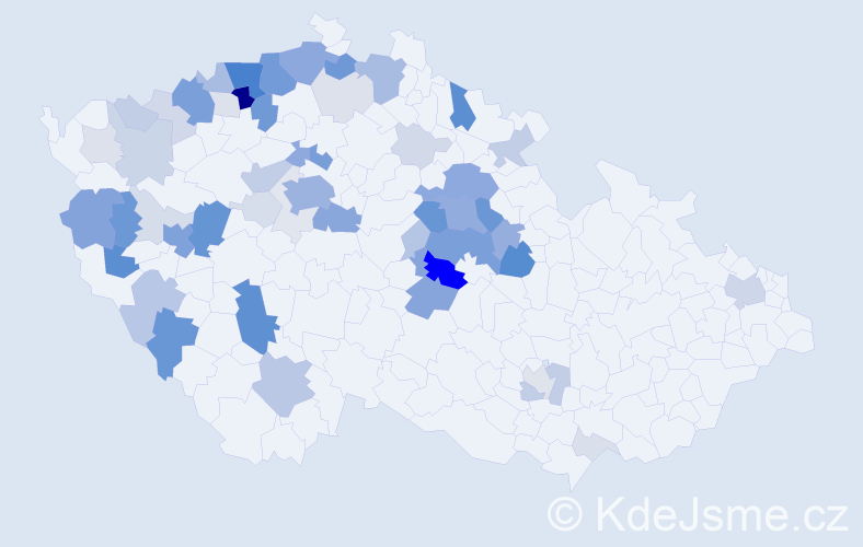 Příjmení: 'Mergl', počet výskytů 217 v celé ČR