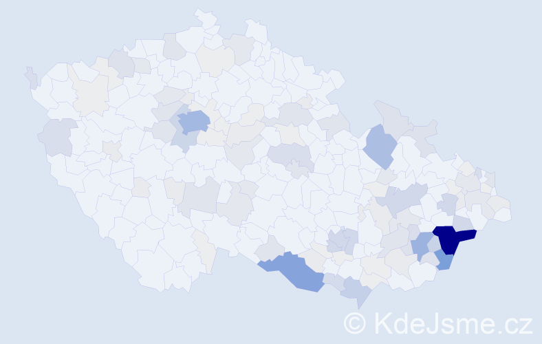 Příjmení: 'Tkadlec', počet výskytů 485 v celé ČR