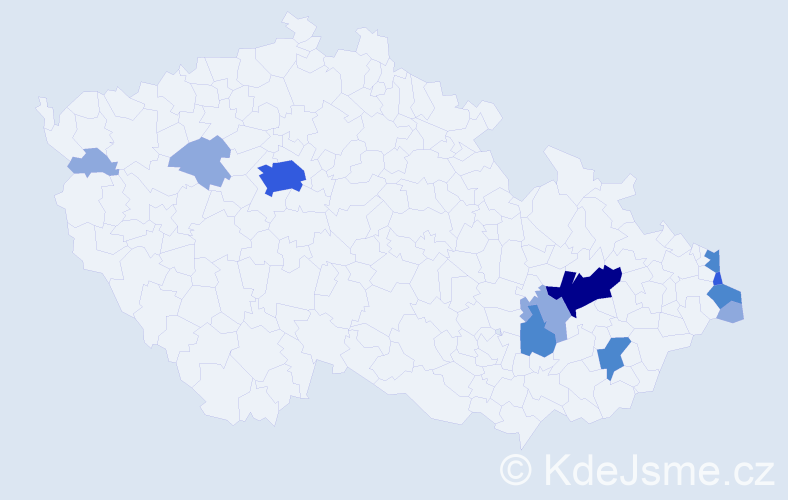 Příjmení: 'Stenchláková', počet výskytů 23 v celé ČR