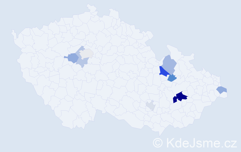 Příjmení: 'Kácel', počet výskytů 16 v celé ČR