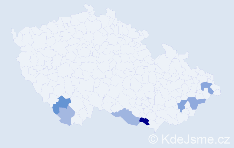 Příjmení: 'Kofler', počet výskytů 16 v celé ČR