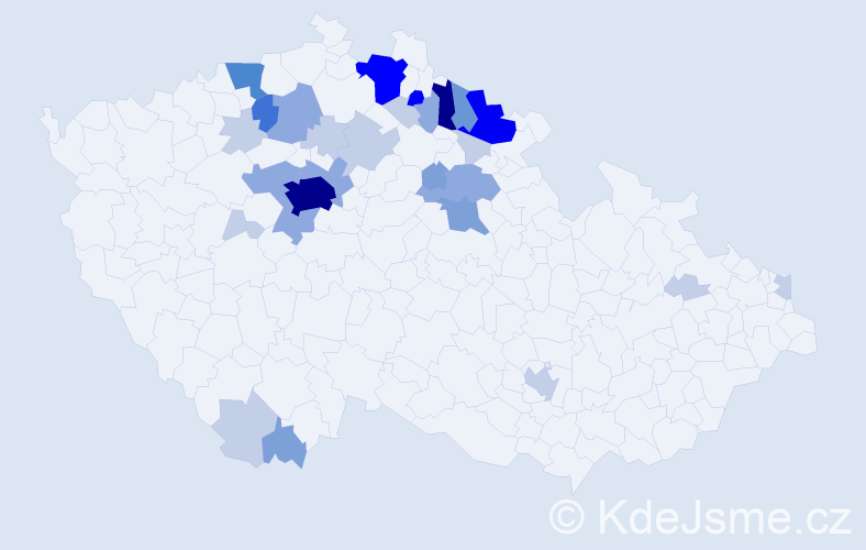 Příjmení: 'Udatný', počet výskytů 95 v celé ČR