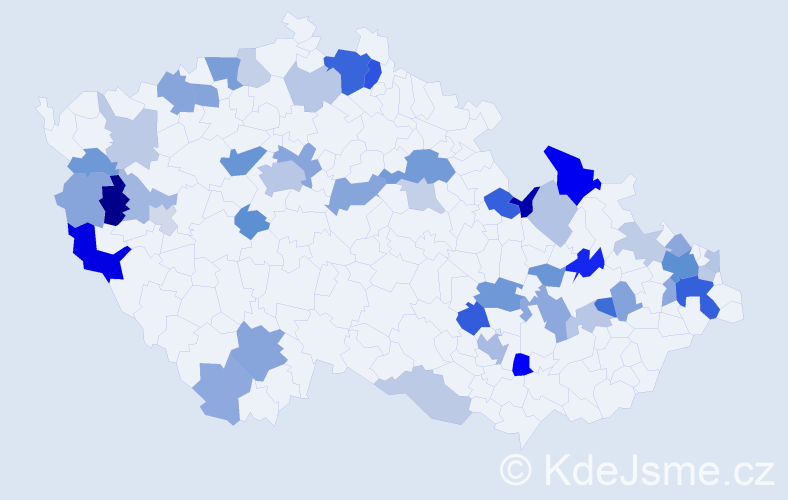 Příjmení: 'Čižmár', počet výskytů 106 v celé ČR