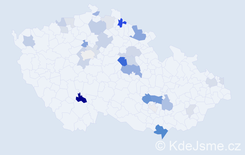 Příjmení: 'Gergely', počet výskytů 65 v celé ČR