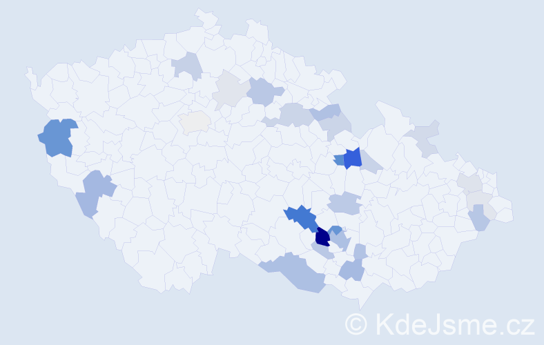 Příjmení: 'Tribula', počet výskytů 76 v celé ČR
