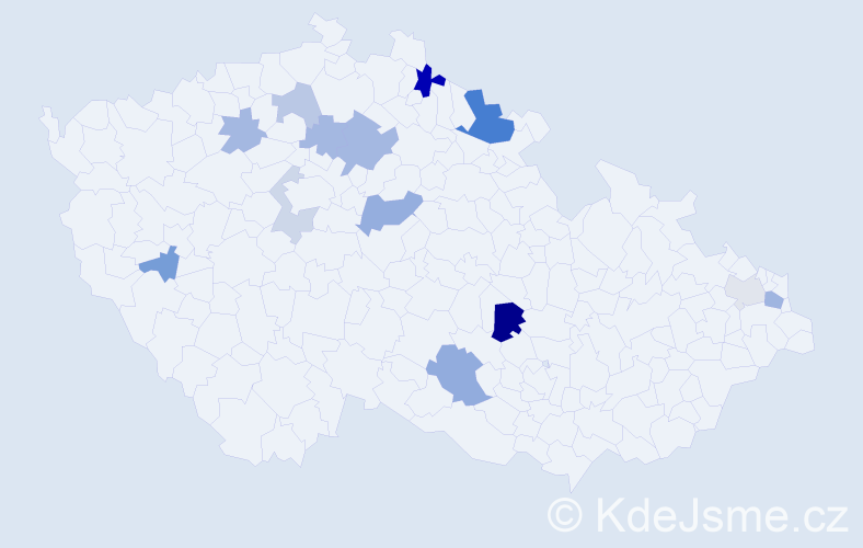 Příjmení: 'Csicso', počet výskytů 25 v celé ČR