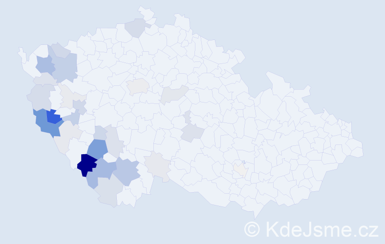 Příjmení: 'Frček', počet výskytů 123 v celé ČR