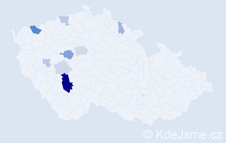 Příjmení: 'Včelička', počet výskytů 33 v celé ČR