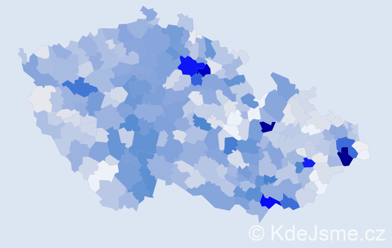 Příjmení: 'Bílek', počet výskytů 4399 v celé ČR