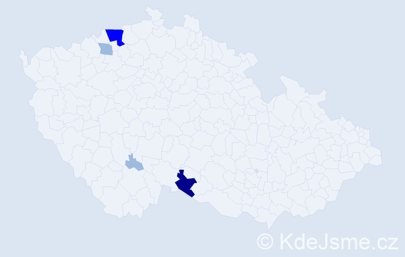 Příjmení: 'Kauca', počet výskytů 9 v celé ČR