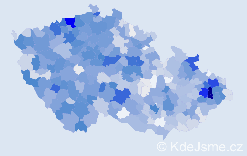 Příjmení: 'Holub', počet výskytů 6456 v celé ČR