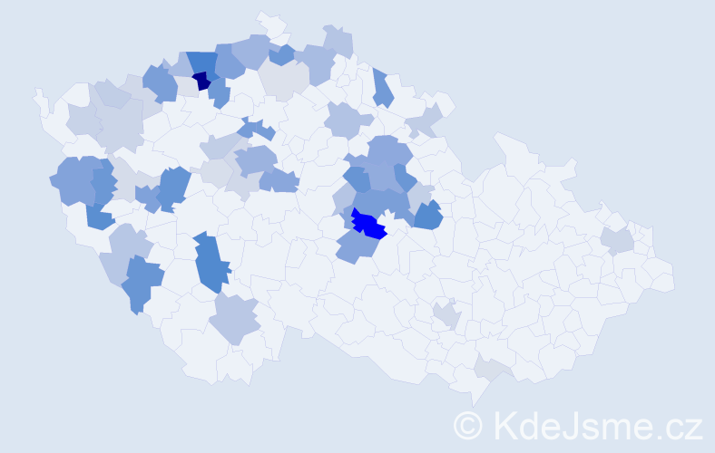 Příjmení: 'Mergl', počet výskytů 218 v celé ČR