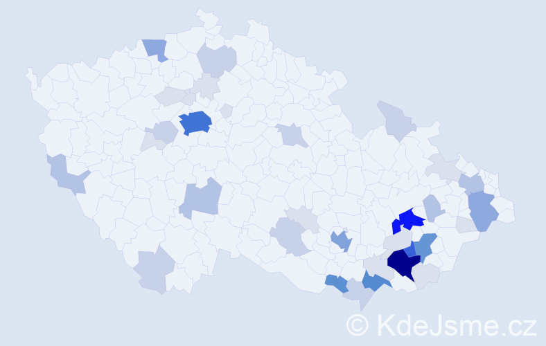 Příjmení: 'Hlavačka', počet výskytů 154 v celé ČR