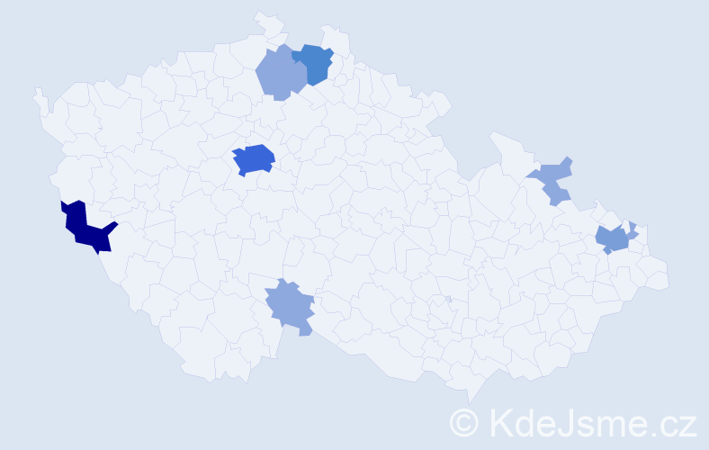 Příjmení: 'Nemergutová', počet výskytů 21 v celé ČR