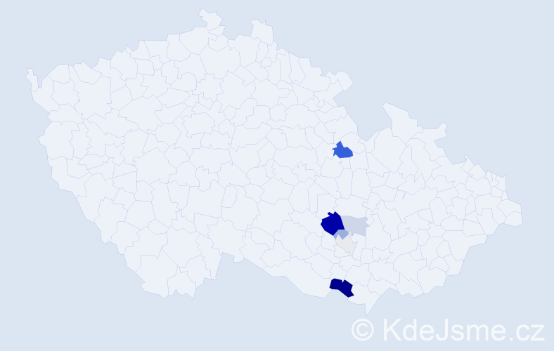 Příjmení: 'Komprs', počet výskytů 19 v celé ČR