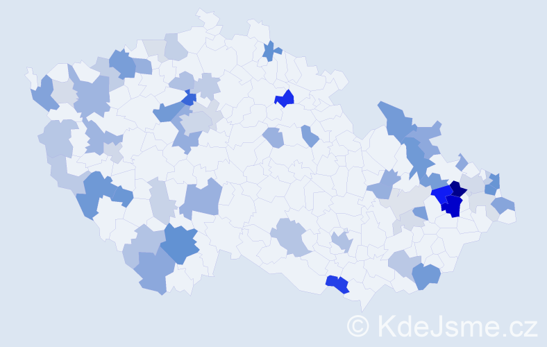 Příjmení: 'Ďuricová', počet výskytů 156 v celé ČR