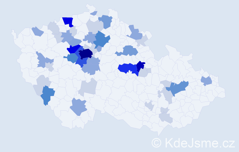 Příjmení: 'Hušáková', počet výskytů 136 v celé ČR