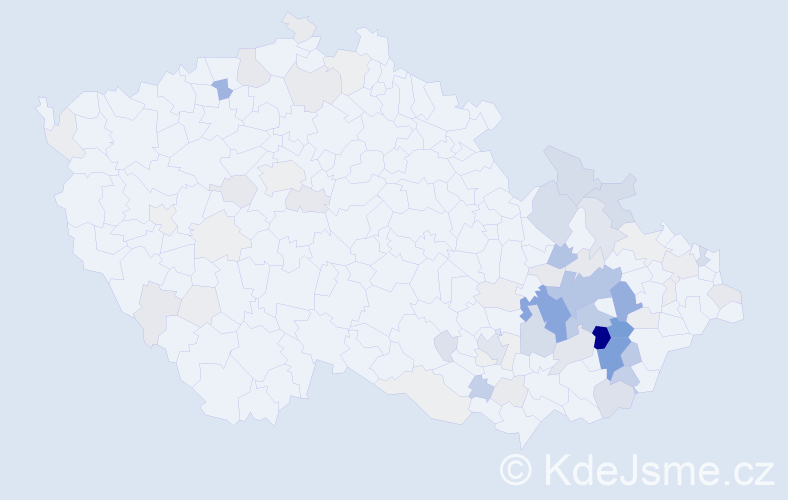 Příjmení: 'Ponížilová', počet výskytů 272 v celé ČR