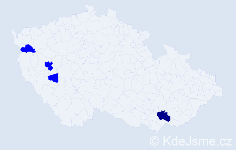 Příjmení: 'Cverk', počet výskytů 5 v celé ČR