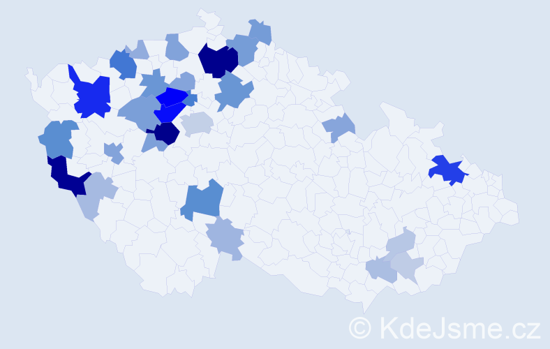 Příjmení: 'Borč', počet výskytů 98 v celé ČR