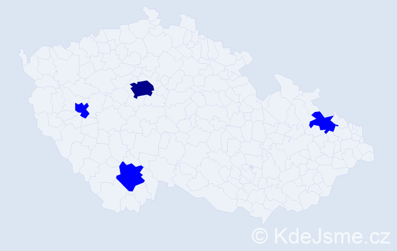 Příjmení: 'Tenev', počet výskytů 5 v celé ČR