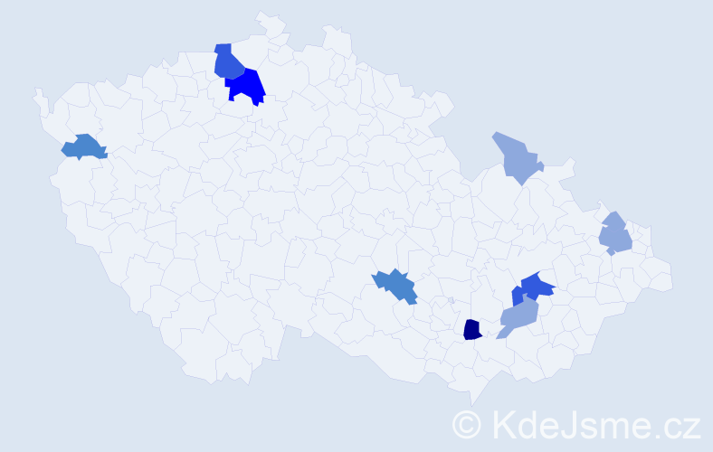 Příjmení: 'Kozmon', počet výskytů 23 v celé ČR