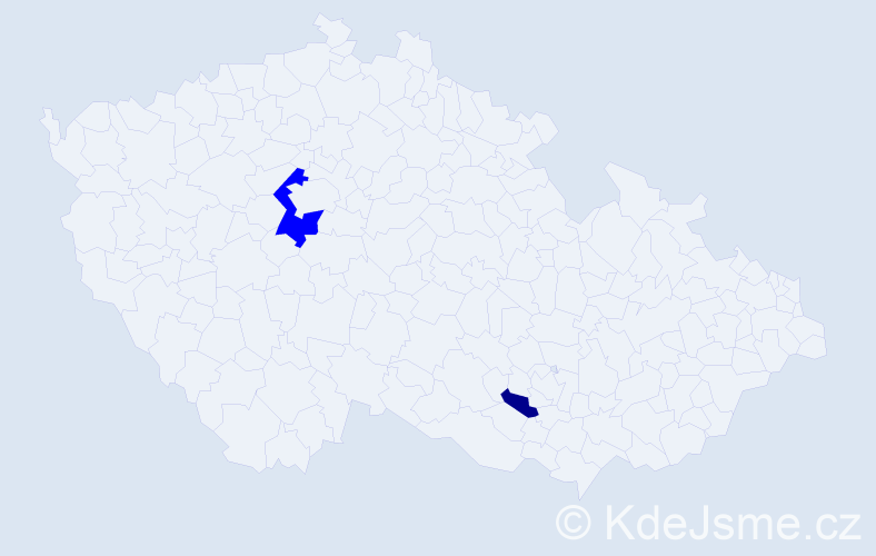 Příjmení: 'Kajsová', počet výskytů 3 v celé ČR