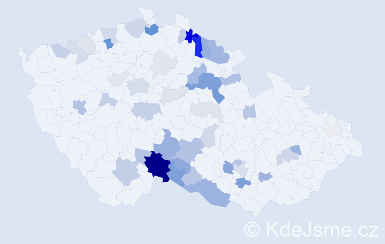 Příjmení: 'Krafková', počet výskytů 135 v celé ČR